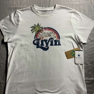 Reel Life White Graphic Tee - Just Livin' Design